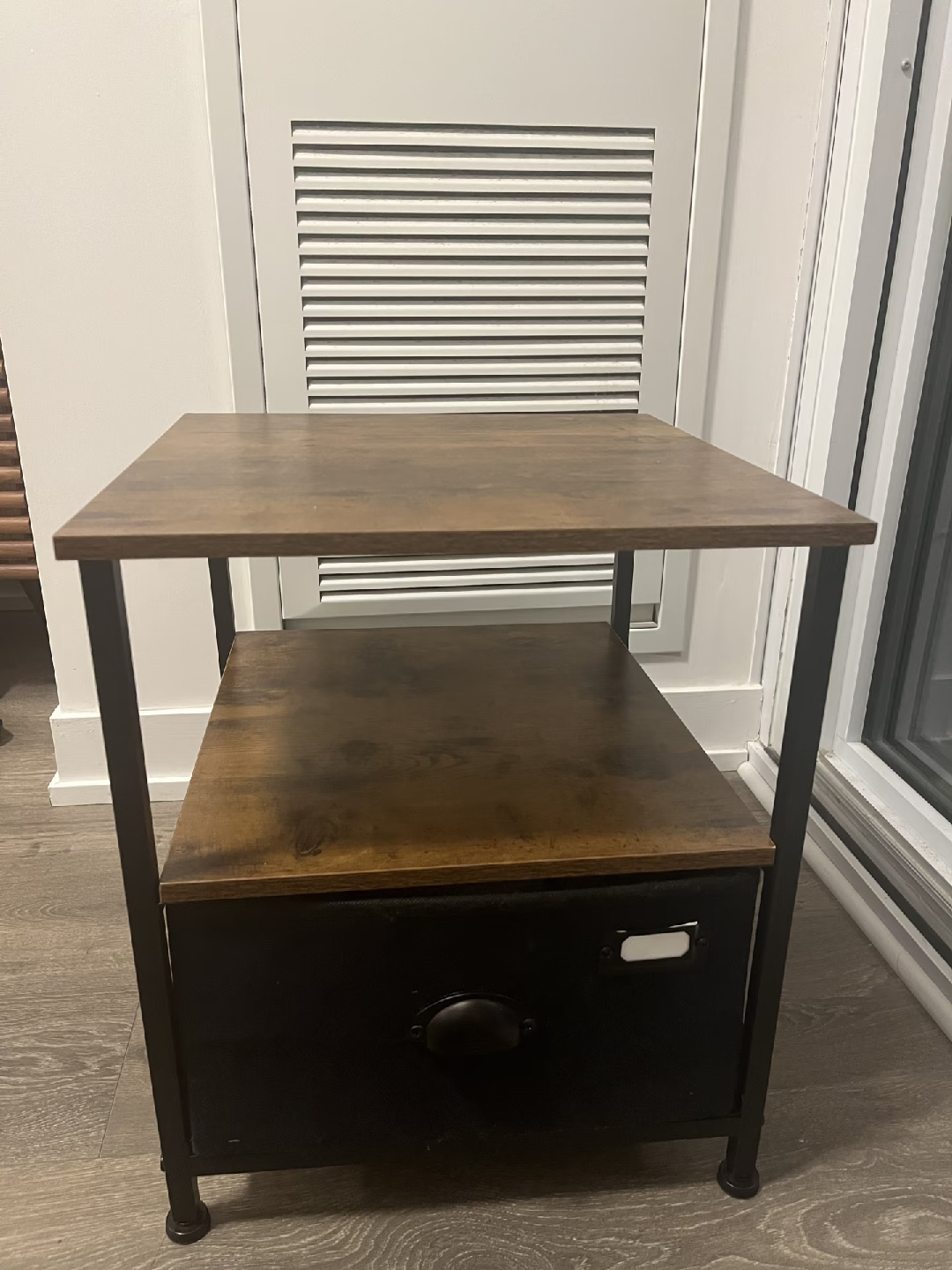 Brown & Black Nightstand with Drawer