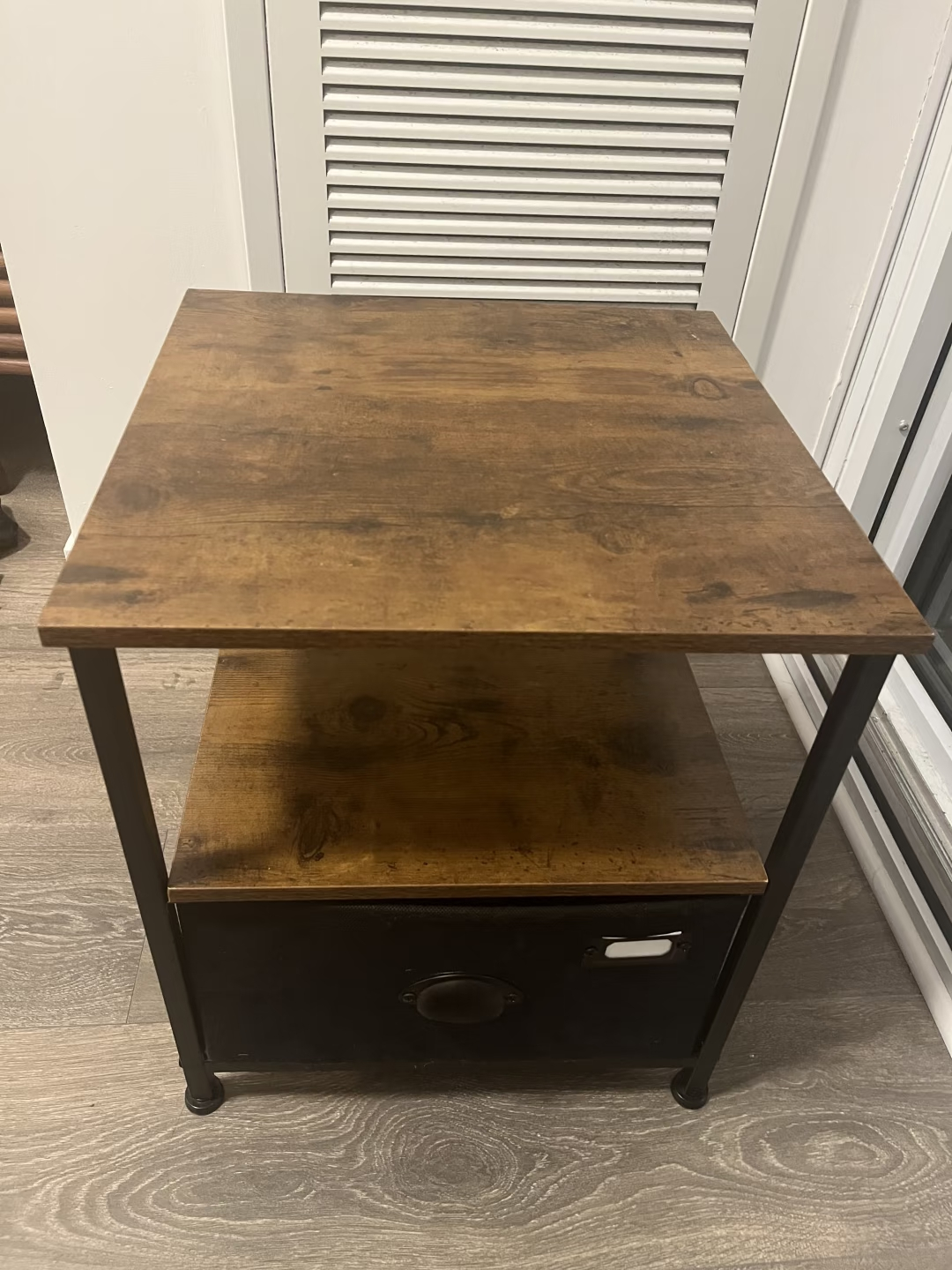 Brown & Black Nightstand with Drawer - photo 2