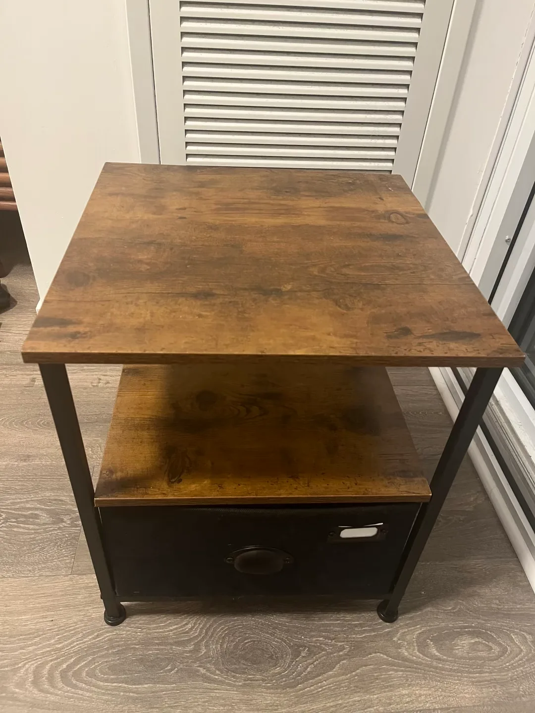 Brown & Black Nightstand with Drawer image indicator(2)