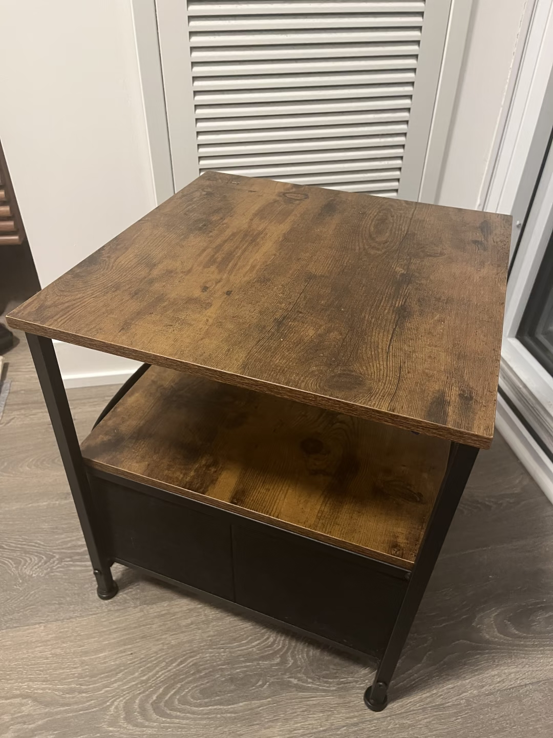 Brown & Black Nightstand with Drawer - photo 3