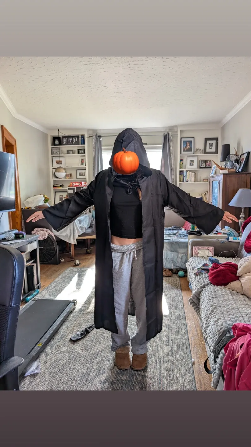 Hooded Black Cape Halloween Costume thumbnail