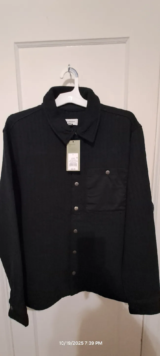 New Universal Thread Black Shirt Jacket - Size L image indicator(3)