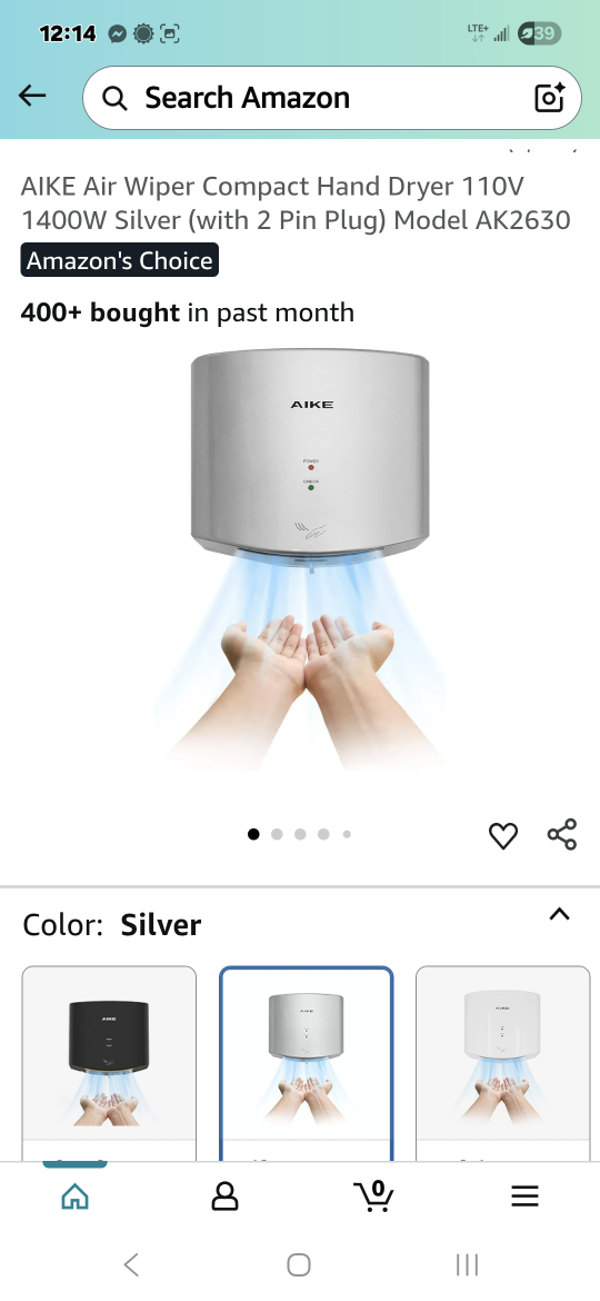 AIKE Air blade Hand Dryer AK2630 - Silver