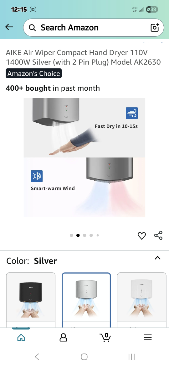 AIKE Air blade Hand Dryer AK2630 - Silver - photo 2