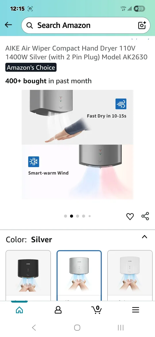 AIKE Air blade Hand Dryer AK2630 - Silver image indicator(2)