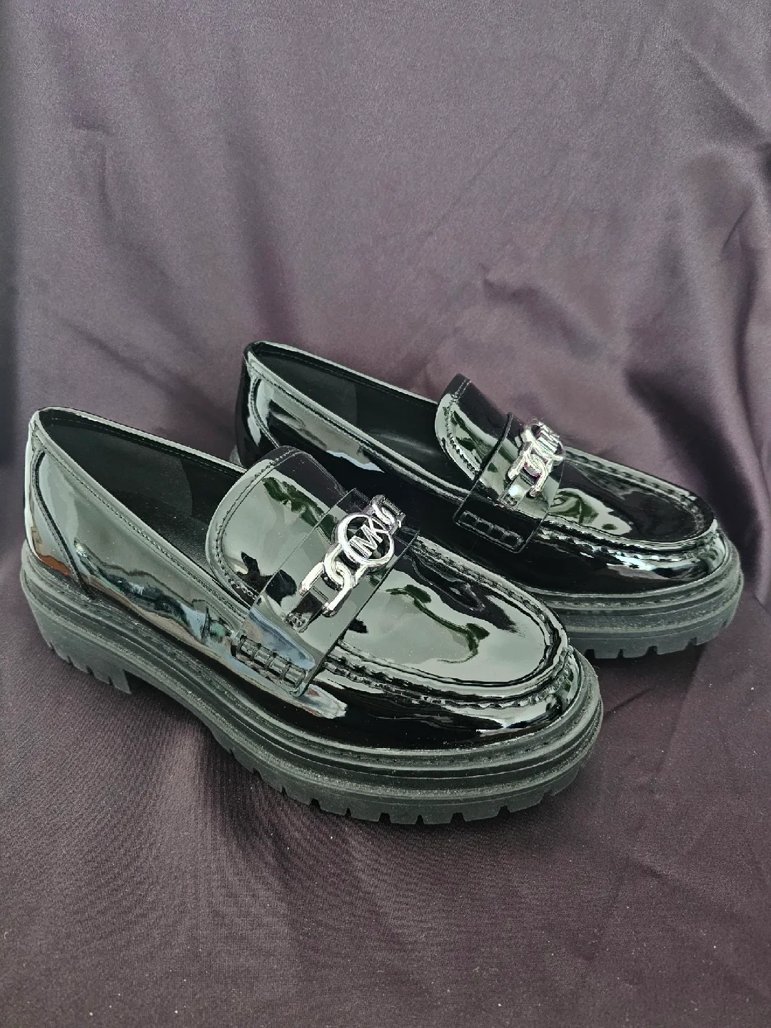 NEW - Michael Kors Patent Leather Black Loafers - size 5 image indicator(2)