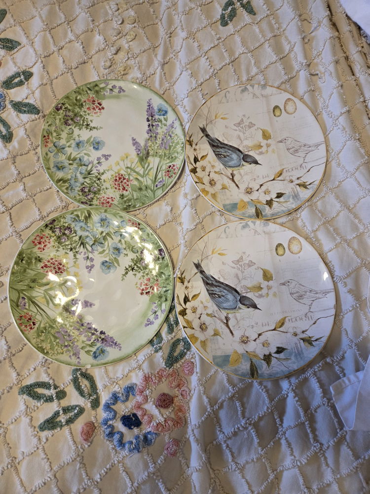 Pier 1 Floral & Bird Plates - Set of 4