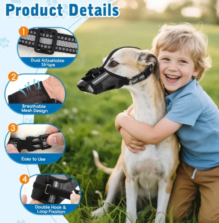 Dog Mesh Muzzle - Adjustable & Breathable - Size M image indicator(4)