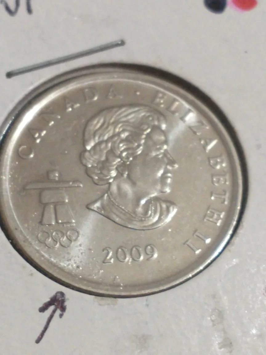 Unique 2009 F/VF Canada 25c Vancouver Olympics error coin image indicator(2)