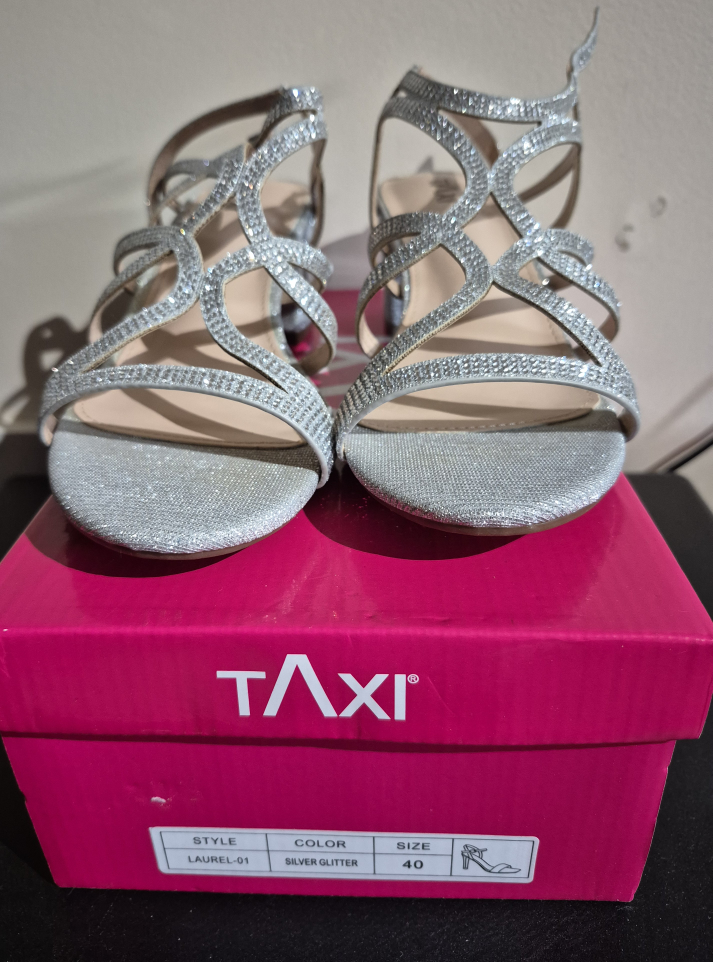 Taxi Laurel-01 Silver Glitter Heels - Size 40