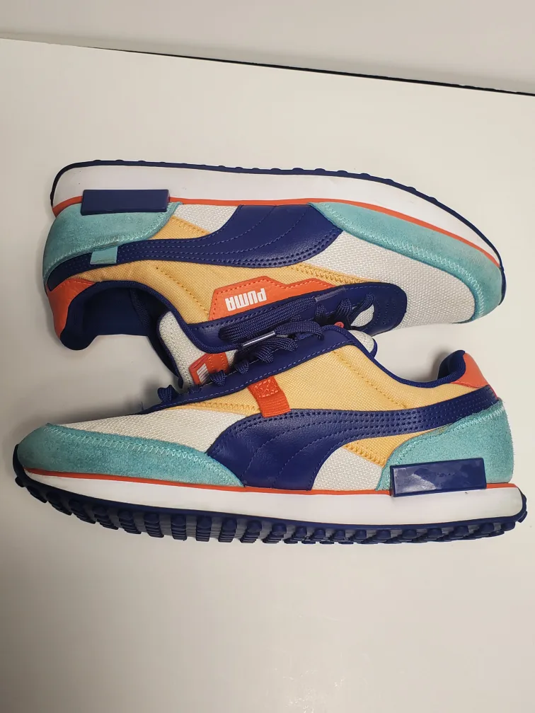 Men’s Puma Future Rider White Elektro Blue Peach Size 10 image indicator(6)