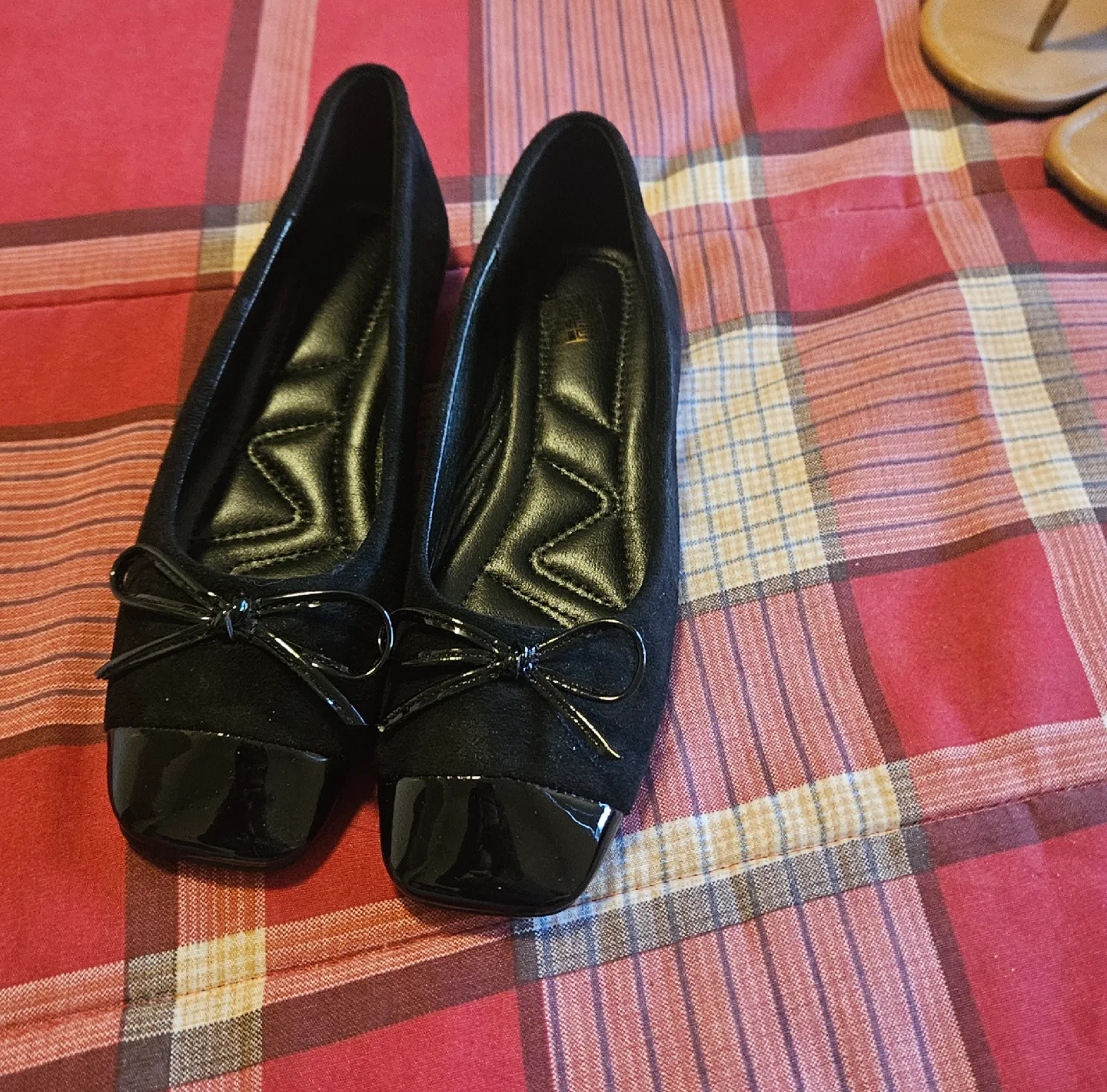 Black Ballet Flats with Bow Detail image indicator(3)