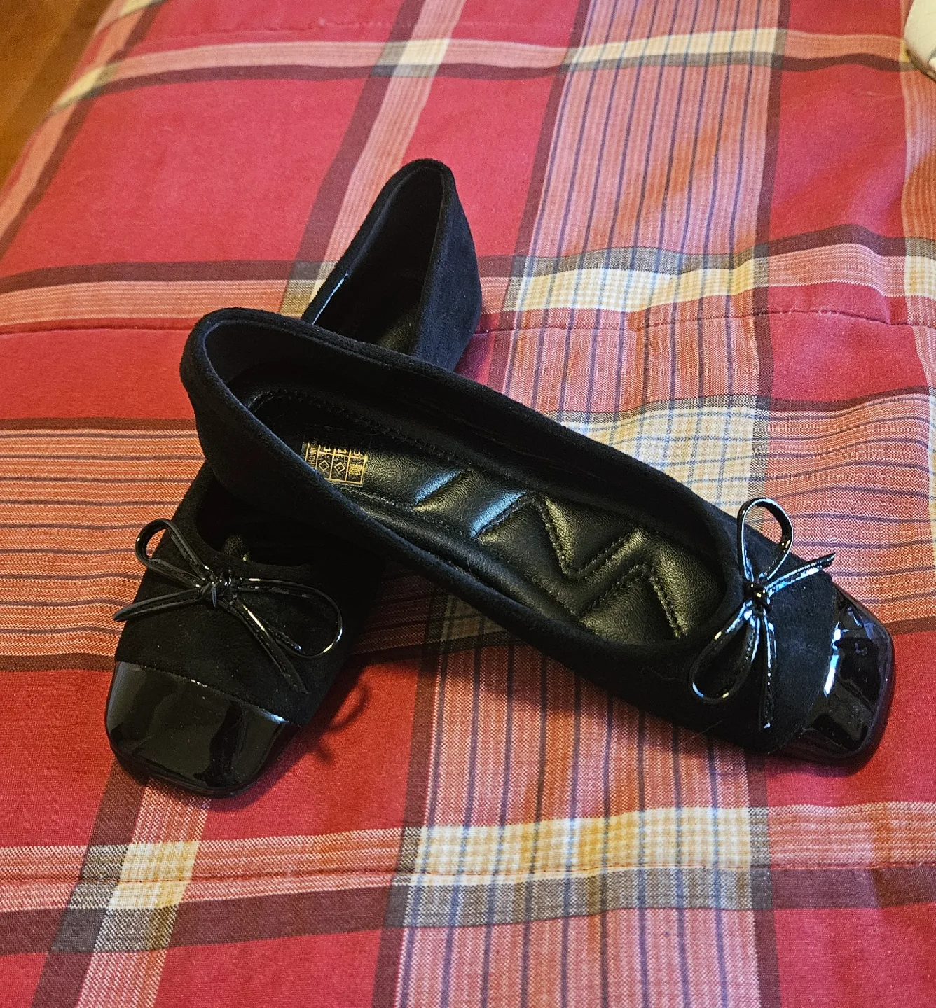 Black Ballet Flats with Bow Detail image indicator(4)