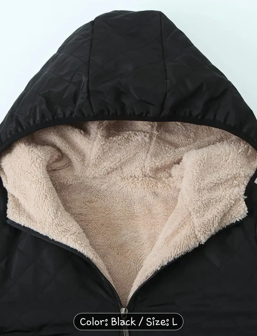 Black Quilted Hooded Jacket - Size L✨️🧥 image indicator(3)