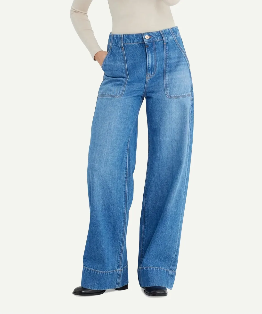 Sz 27 COJ Wide-Leg Light Wash Blue Denim Cup Of Joe Lulu Jeans