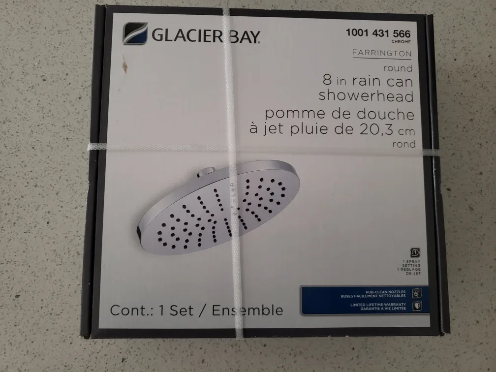 Glacier Bay Farrington 8-in Rain Can Showerhead - New