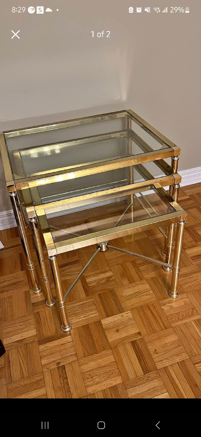 Nesting Tables - Brass & Glass