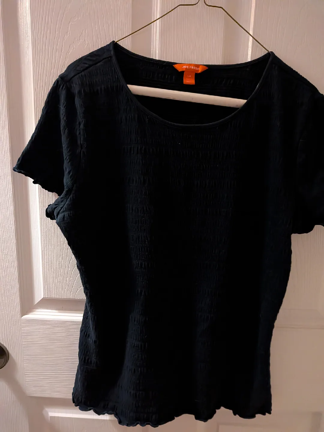 Joe Fresh Black Smocked Top - Size L thumbnail