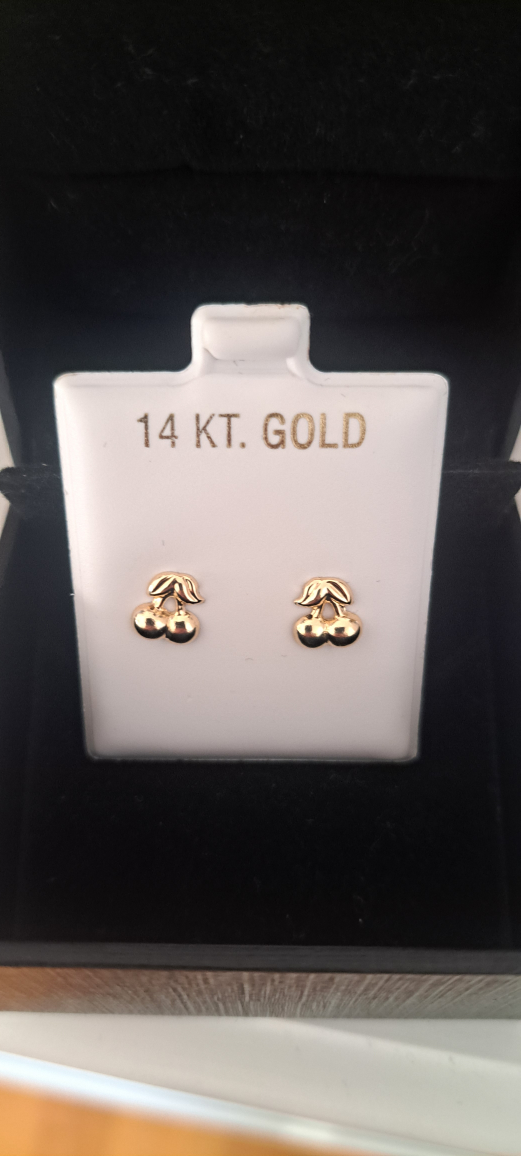 14KT Gold Cherry Stud Earrings