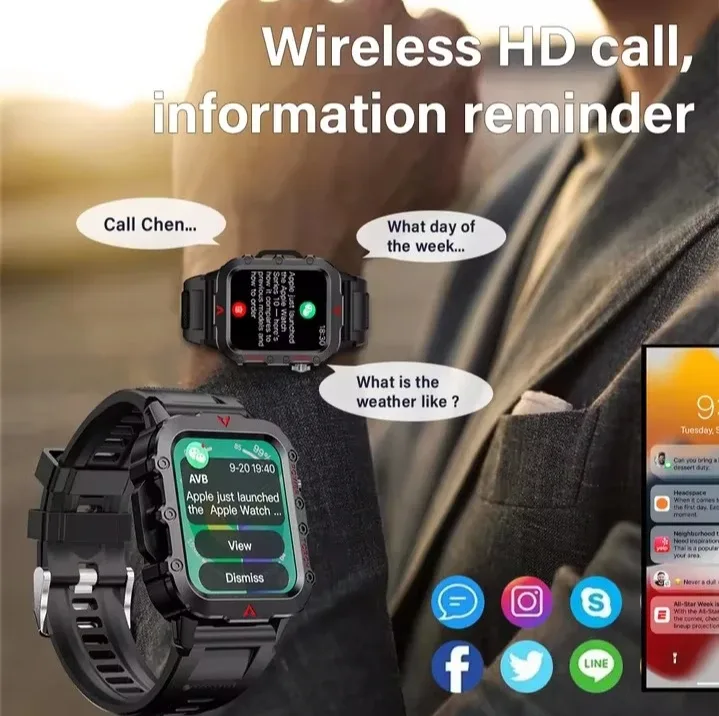 LAXASFIT Smart Watch - Wireless Call & LED Flashlight image indicator(4)