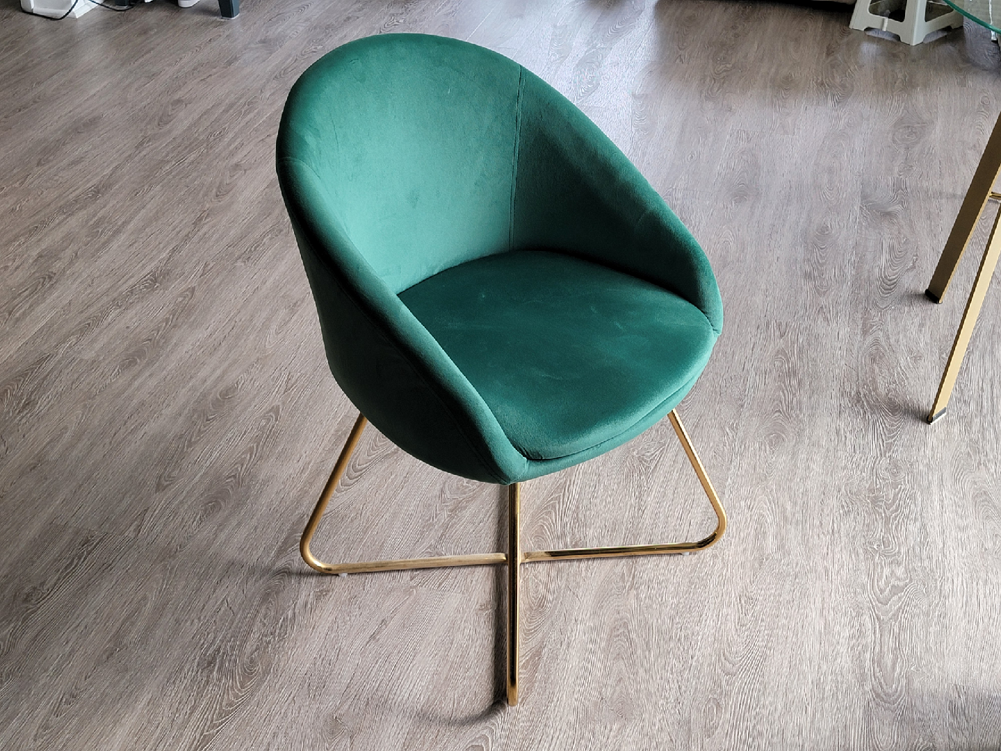 Glass Top Dining Table with 2 Green Velvet Chairs - photo 2