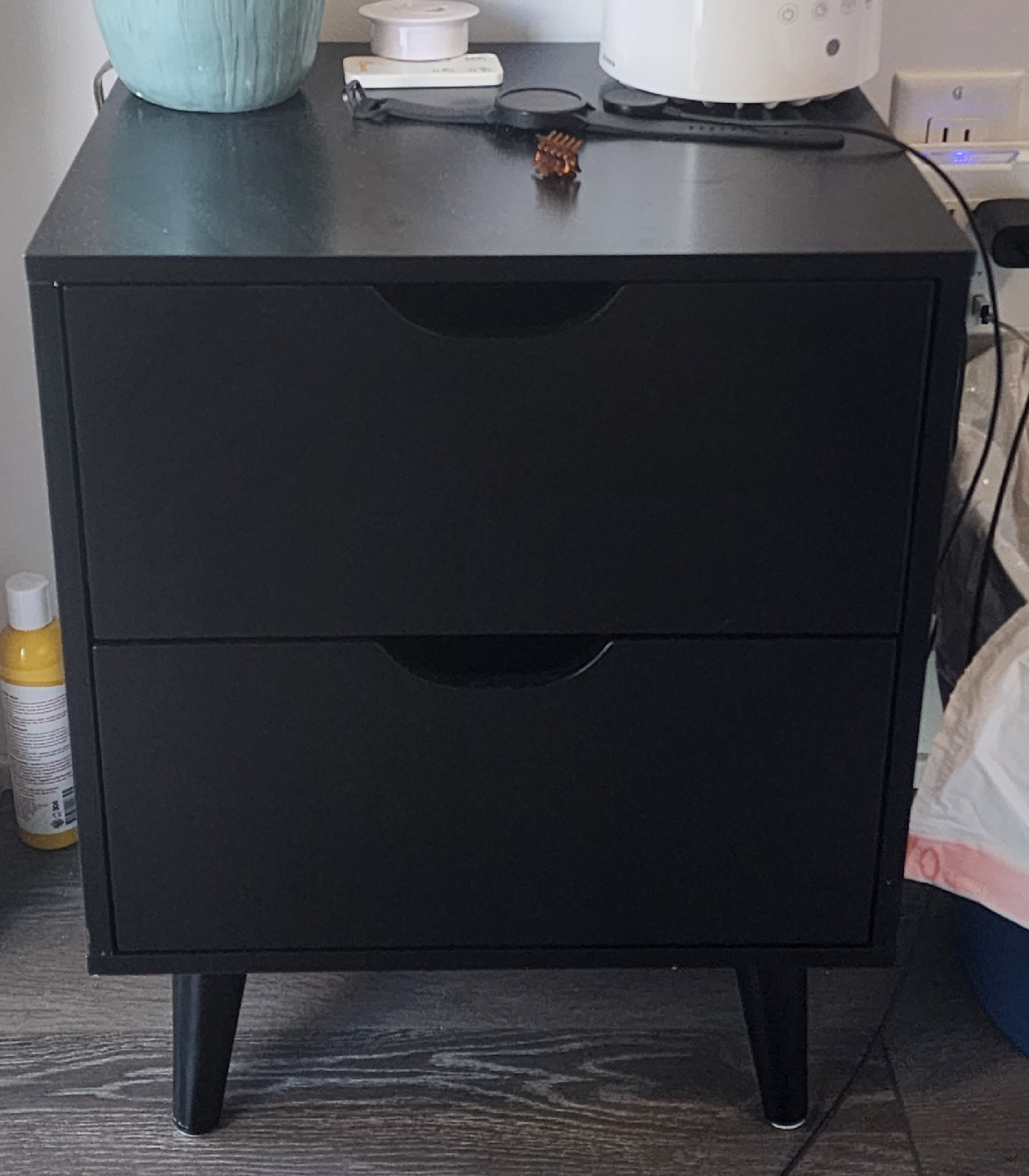 Black 2-Drawer Nightstand