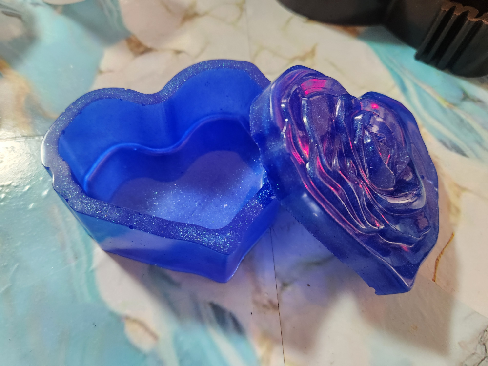 Blue Heart-Shaped Rose Trinket Box - photo 3