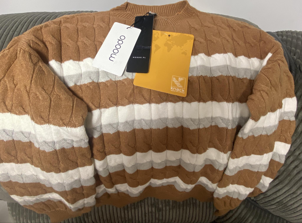 New Mooodo Ladies Sweater - Size L, Brown & White - photo 3