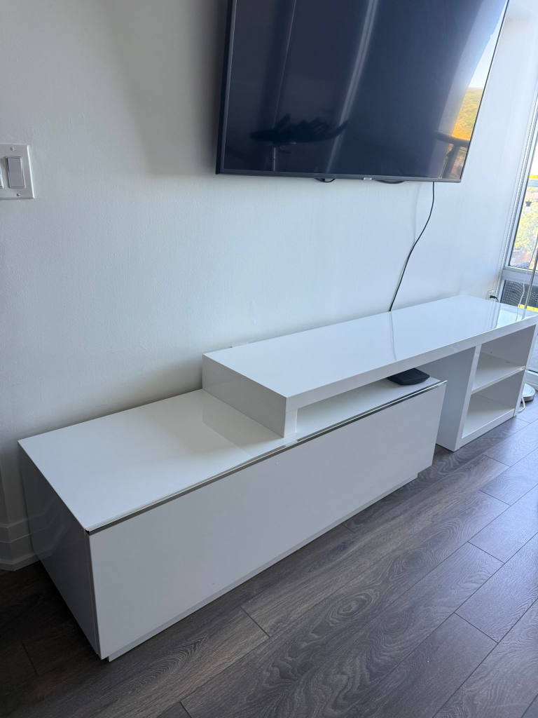White TV Stand with Storage
