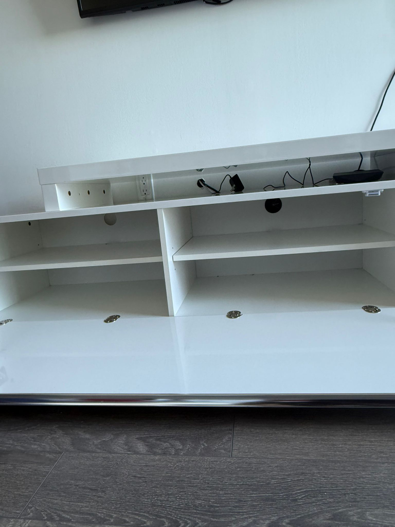 White TV Stand with Storage - photo 4