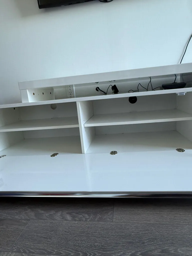 White TV Stand with Storage image indicator(4)