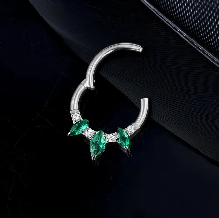 Green Gem Nose Ring - Titanium image indicator(3)