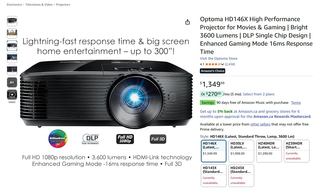 Brand New Optoma High Performance Projector For Sale image indicator(10)