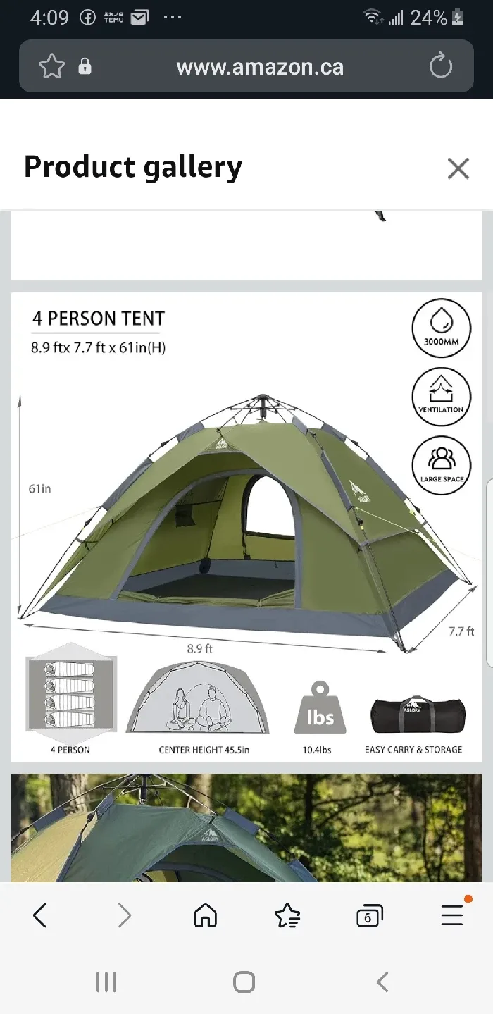 4 Person Instant Camping Tent 8.9 X7.7 X61' like new image indicator(2)
