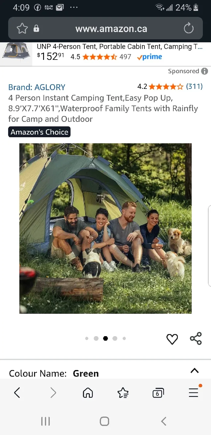 4 Person Instant Camping Tent 8.9 X7.7 X61' like new image indicator(4)