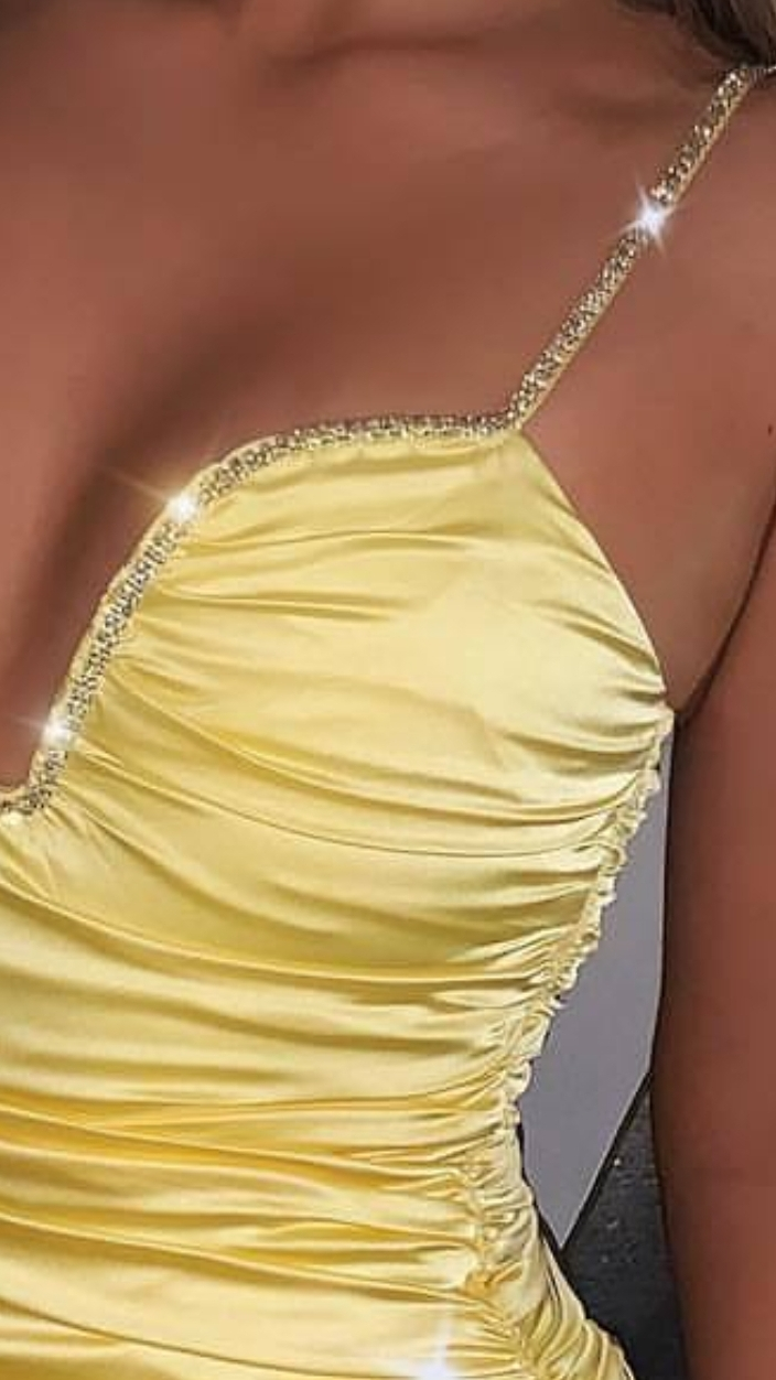 Dressmezee Yellow Satin Mini Dress- Size M - photo 3