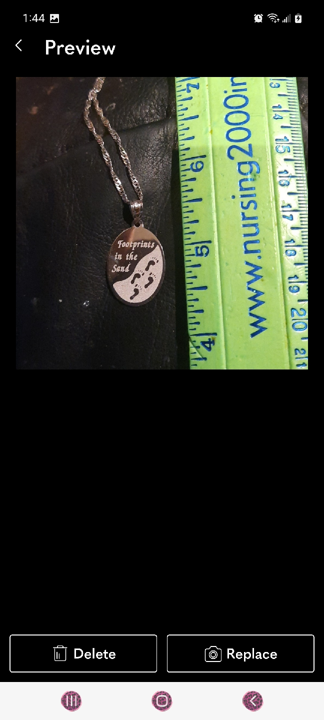 Genuine solid 14k white gold Footprints in the sand necklace - photo 2