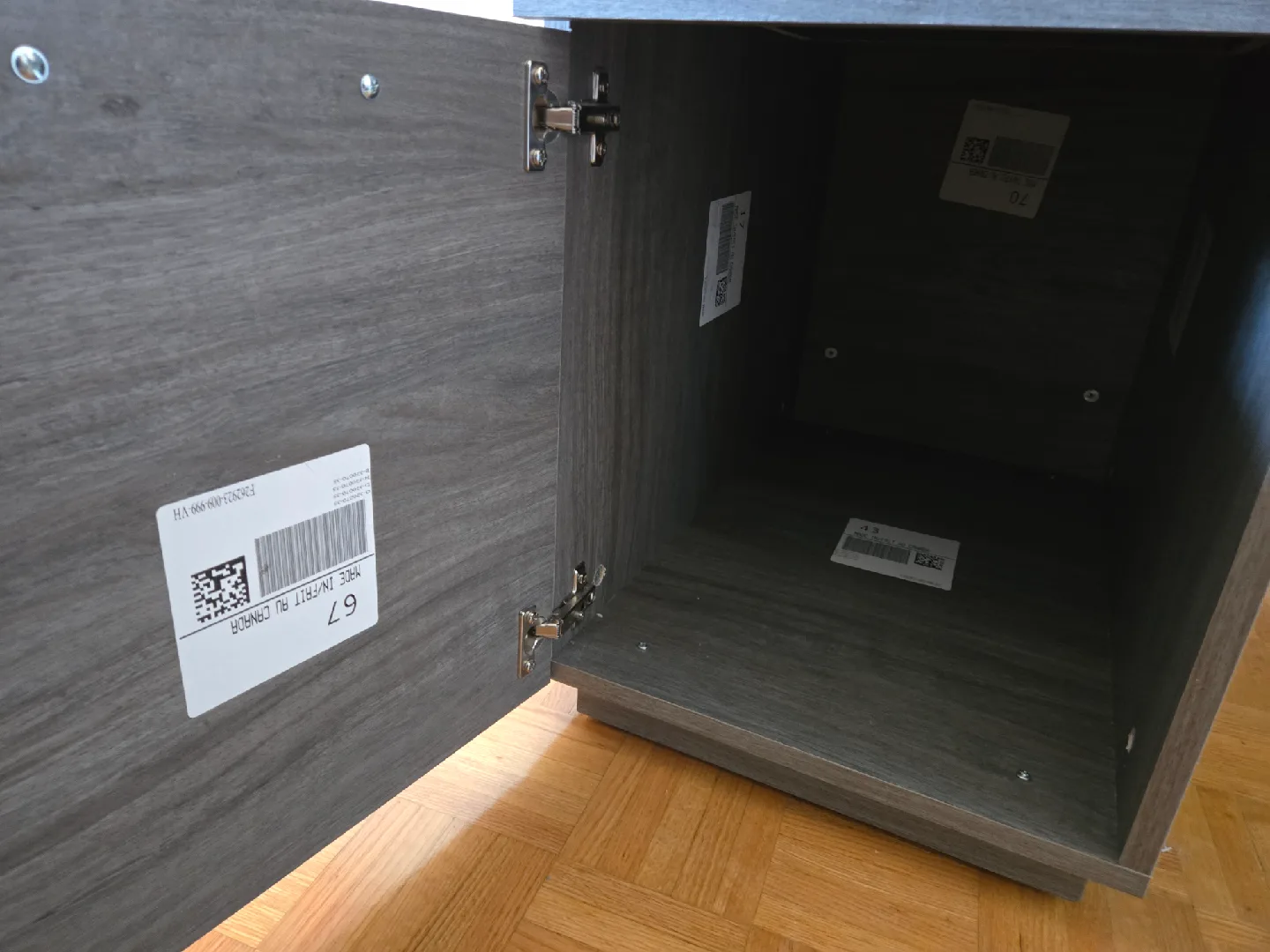 Brand new assembled Grey Woodgrain Desk with Drawers image indicator(9)