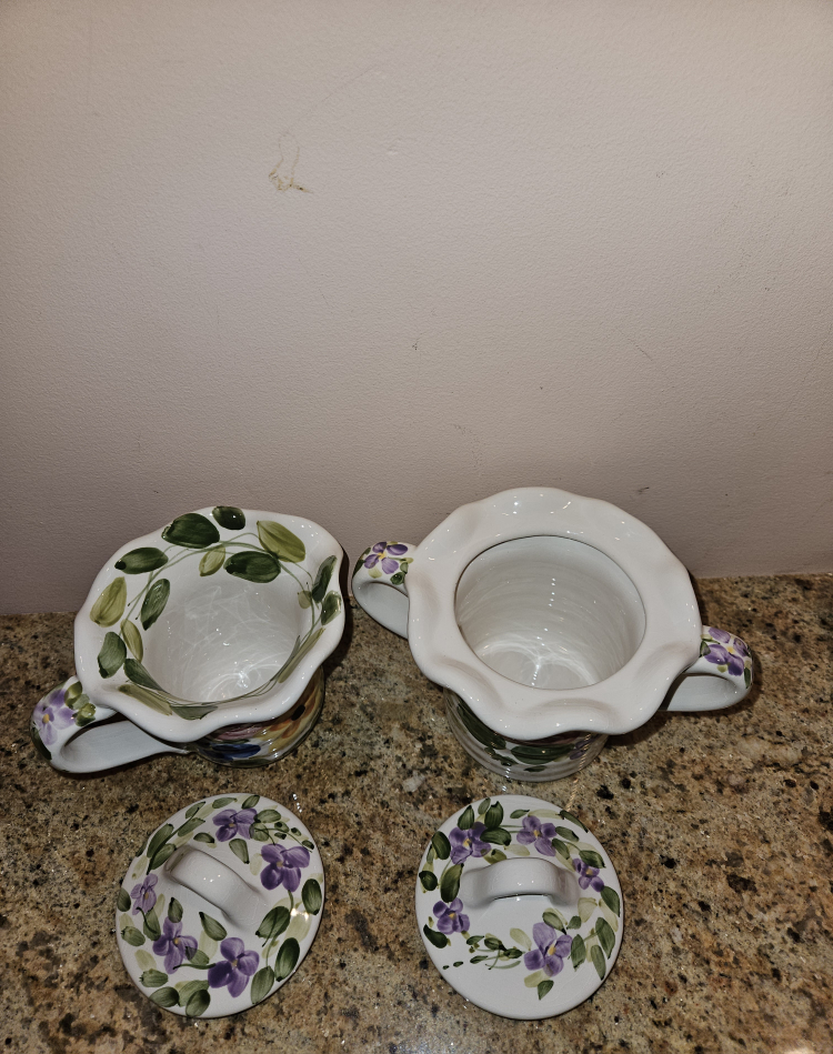 Floral Sugar Bowl and Tray Set - photo 3