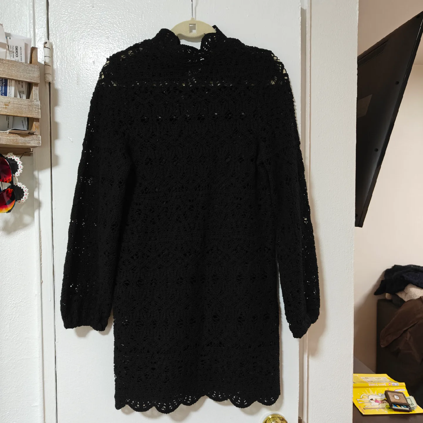 Black Crochet Mini Dress thumbnail