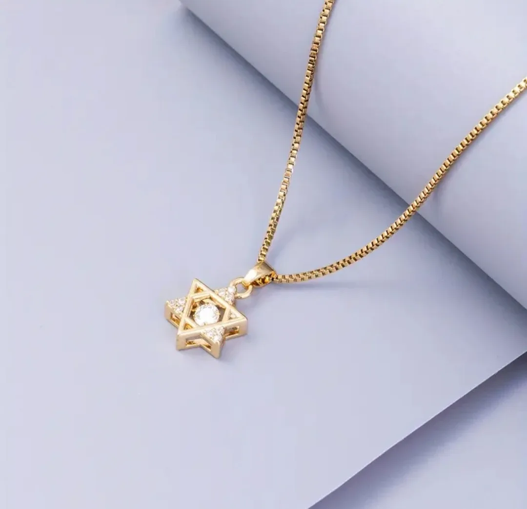 Gold Star of David Pendant Necklace image indicator(2)