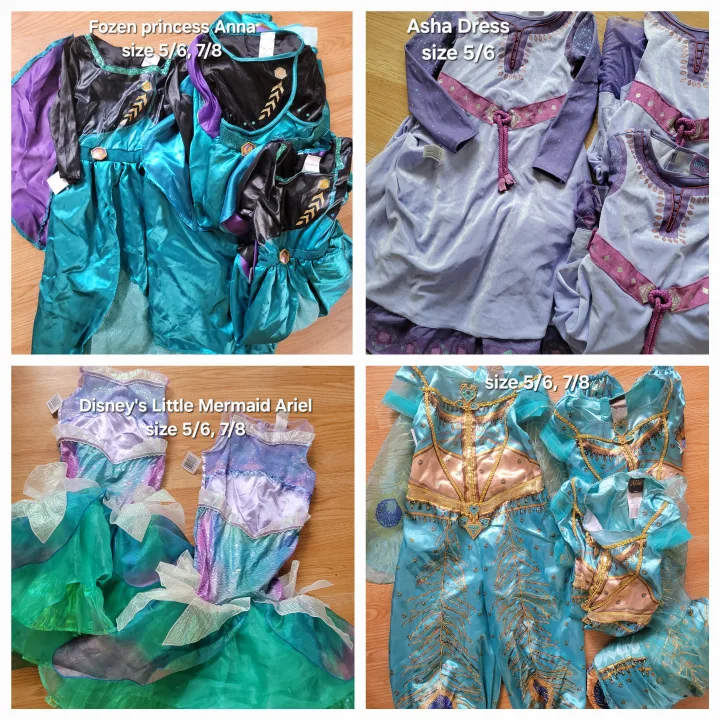 Disney Princess Dresses  Anna, Asha, Jasmine, Ariel Size 5/6,7/8 thumbnail
