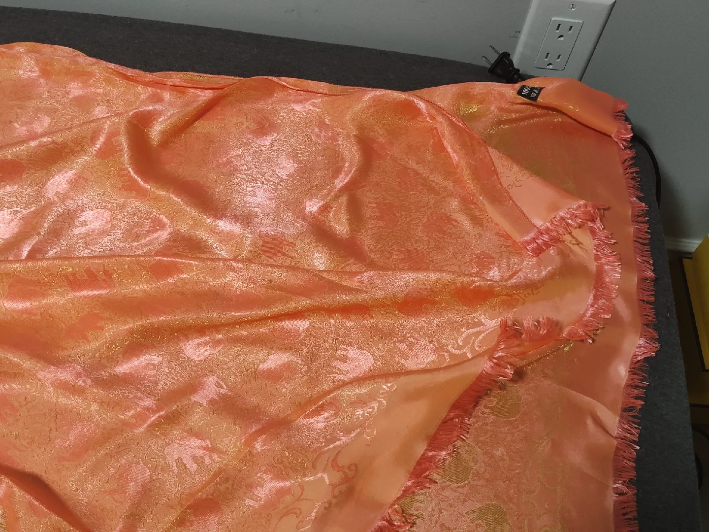 Peach/Gold Elephant Print Throw Blanket image indicator(4)