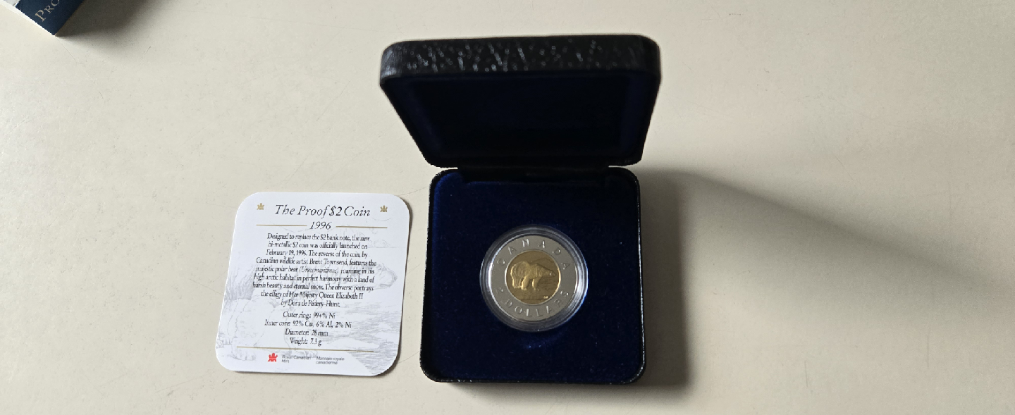 1996 Proof $2 Coin - Polar Bear Toonie - photo 2
