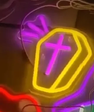 Halloween decoration - Neon Coffin Cross Light thumbnail
