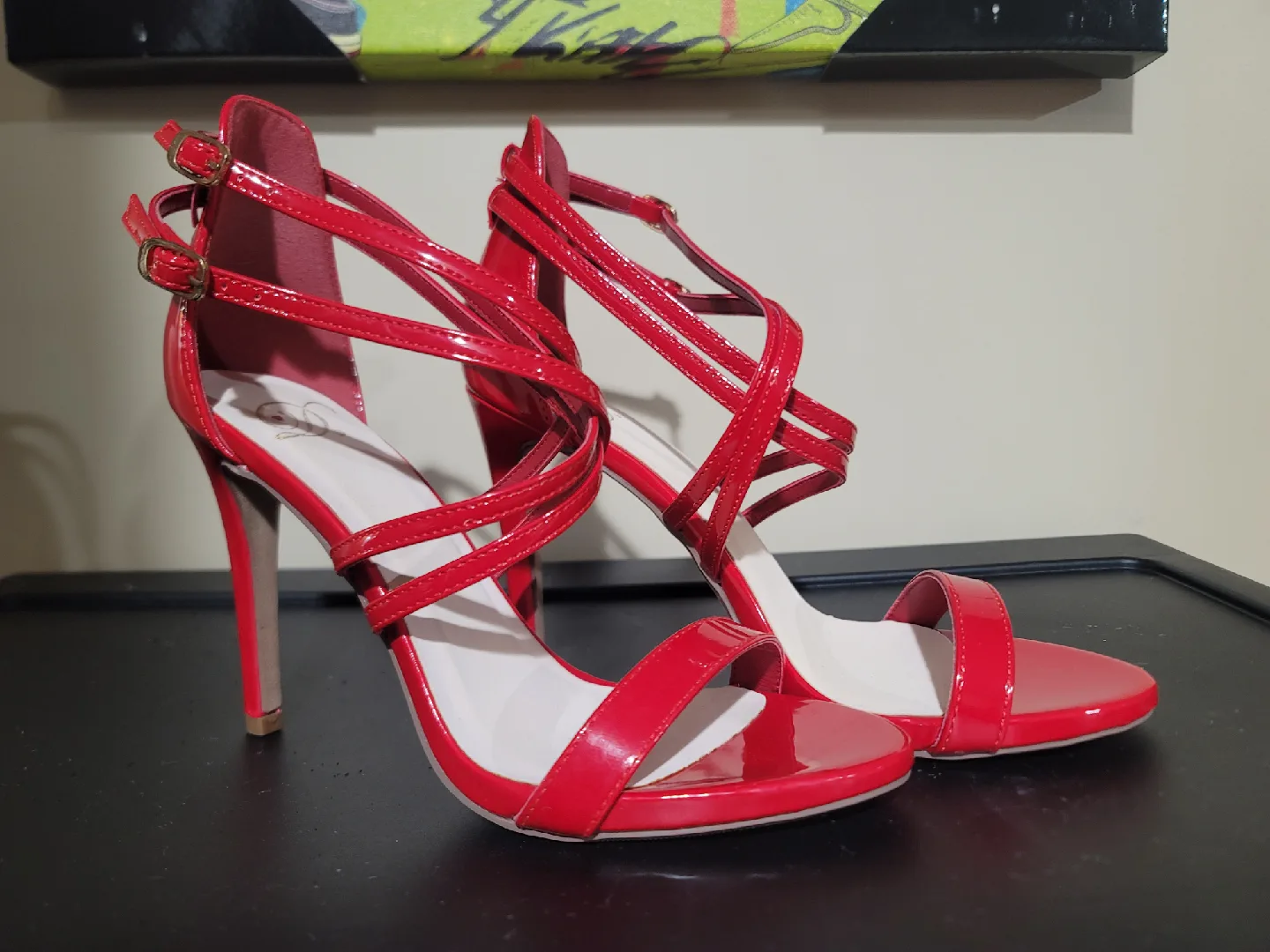 Red Strappy Heels-7.5