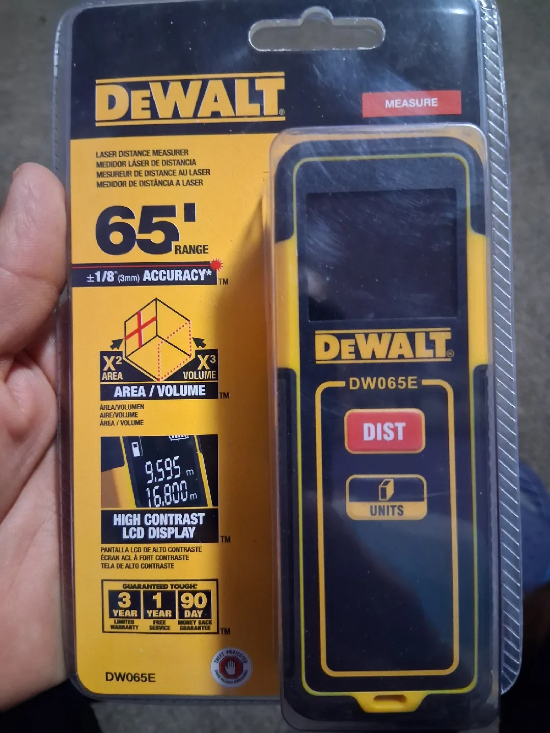 DeWalt DW065E 65' Laser Distance Measurer - Like New! thumbnail