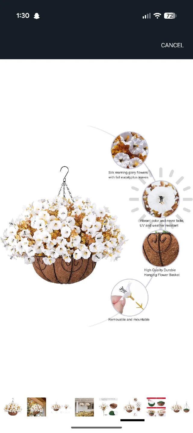 Hanging Flower Basket with Silk Flowers image indicator(5)