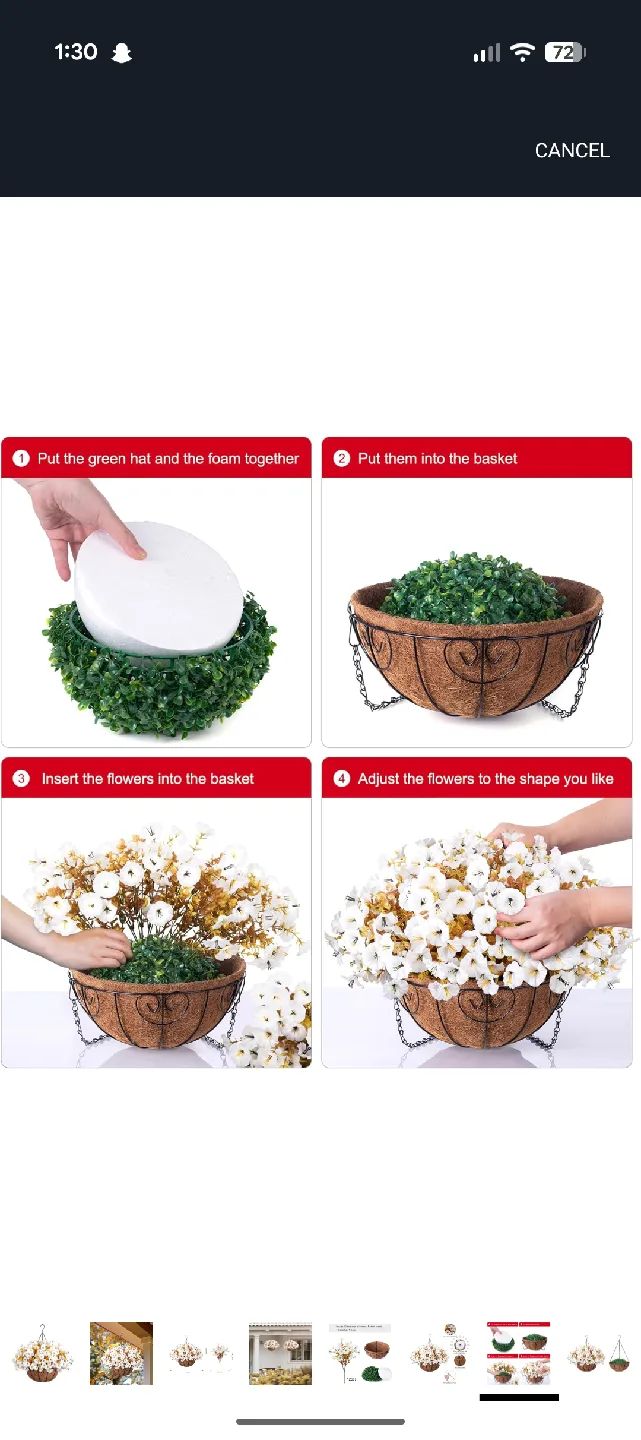 Hanging Flower Basket with Silk Flowers image indicator(6)