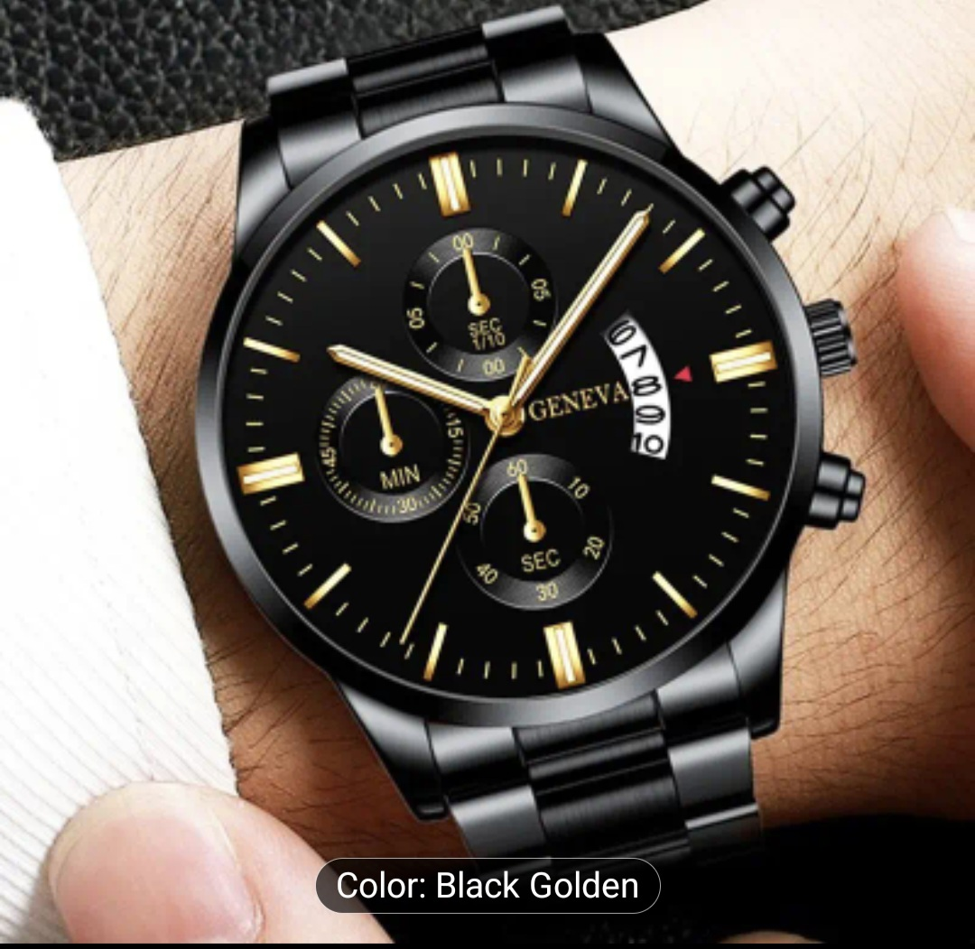 Geneva Black & Golden Watch - photo 2